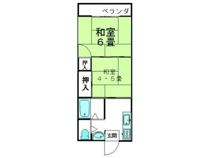 第2すみよし荘(2K/2階)の間取り写真