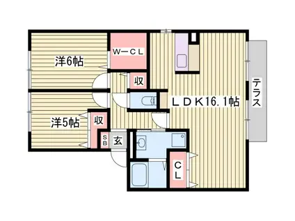 フレマリール21 B棟(2LDK/1階)の間取り写真