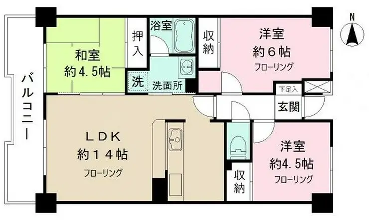 柏台グリーンヒルズ 3階階 間取り