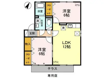 セントラルハイツC(2LDK/1階)の間取り写真