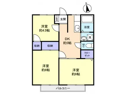 ロイヤルタカダヤB(3DK/2階)の間取り写真