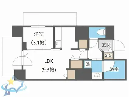 エンバシープレイス(1LDK/7階)の間取り写真