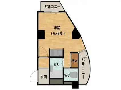 ヒルズ六甲(ワンルーム/2階)の間取り写真