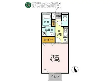 ルーチェ錦 A棟(1K/2階)の間取り写真