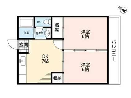 コーポなかの2(2DK/4階)の間取り写真