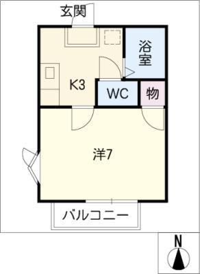 アーニストハウスA(1K/2階)の間取り写真