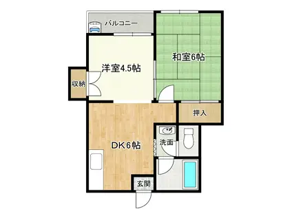 メゾンローズ(2DK/2階)の間取り写真