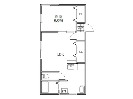 コーポ長岡A(1LDK/2階)の間取り写真