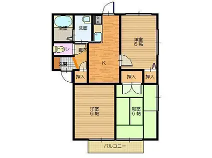 ラフォーレイハラ II(3K/1階)の間取り写真