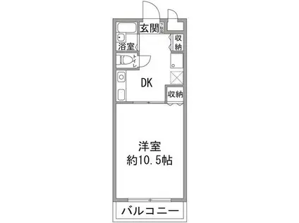 ウインド稲毛(1DK/2階)の間取り写真