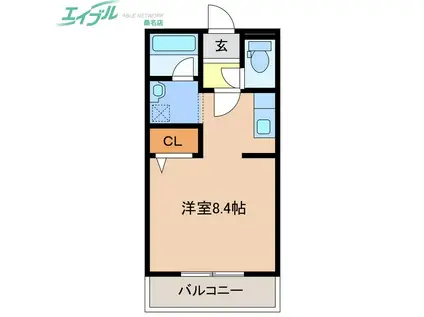 川越ガーデンテラス(ワンルーム/1階)の間取り写真