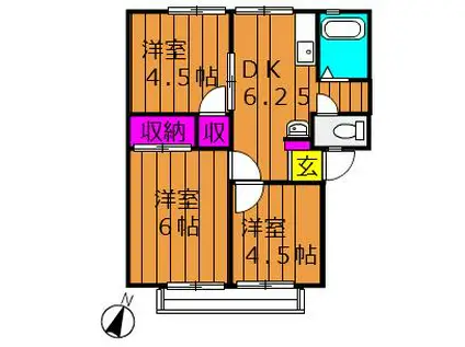 コーポ大高A棟(3DK/1階)の間取り写真