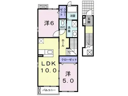 サンメゾンさざんか(2LDK/2階)の間取り写真