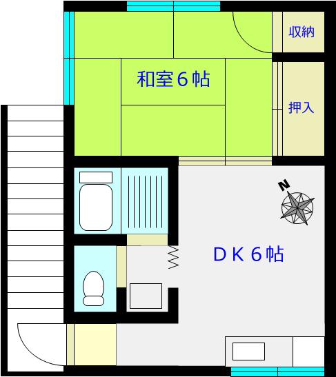 第二さつき荘(1DK/2階)の間取り写真