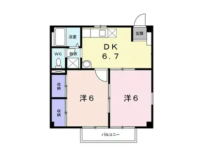 メゾンルピナスA(2DK/2階)の間取り写真