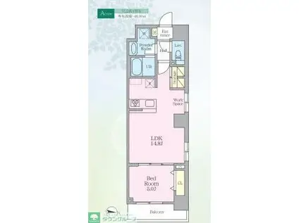 ロレーヌ東陽(1LDK/5階)の間取り写真