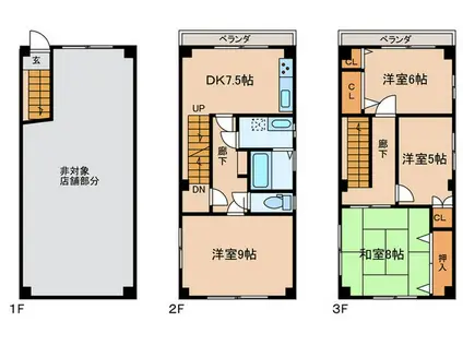 友田町店舗付(4DK/1階)の間取り写真