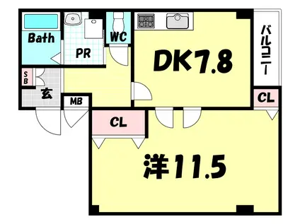 ソフィー三宮(1LDK/3階)の間取り写真