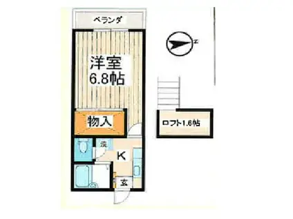 プレーンハイツ宮町(1K/1階)の間取り写真