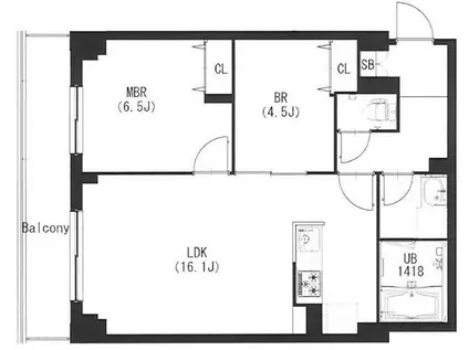 エスティメゾン都立大学(2LDK/1階)の間取り写真