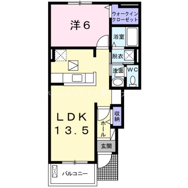 ピアッツァ デル ソーレ(1LDK/1階)の間取り写真