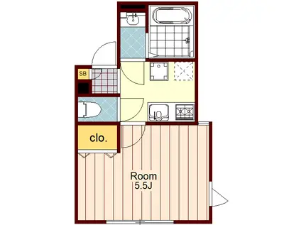 アンクレール石神井台(1K/2階)の間取り写真