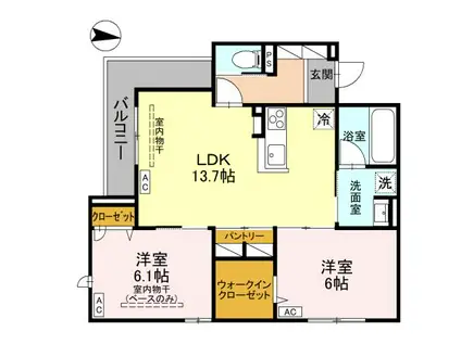 D-GRANDE元町(2LDK/2階)の間取り写真