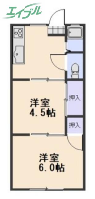 ルーク青江(2K/1階)の間取り写真