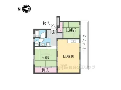 寝屋川団地C27号棟(2LDK/3階)の間取り写真