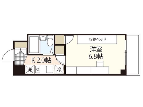 クルーズマンション(1K/5階)の間取り写真