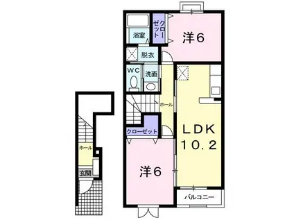 テニーグレイス(2LDK/2階)の間取り写真