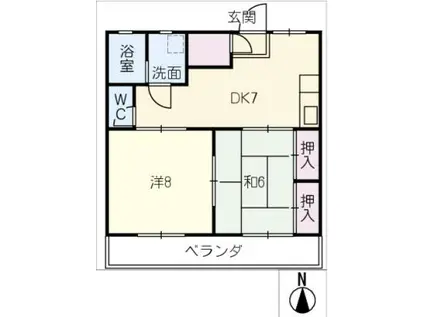 エクセル羽黒(2DK/1階)の間取り写真