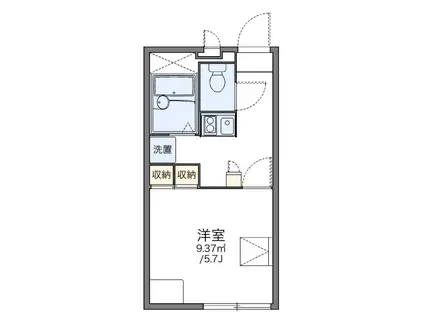 グリーンリーブズ(1K/1階)の間取り写真