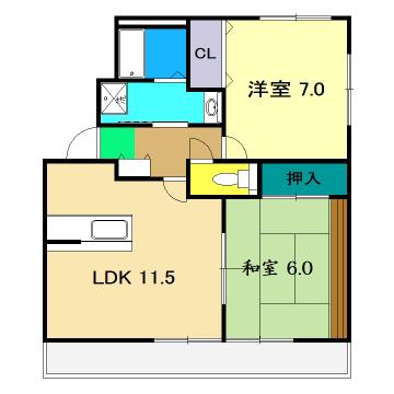 サンモール北竹島(2LDK/3階)の間取り写真