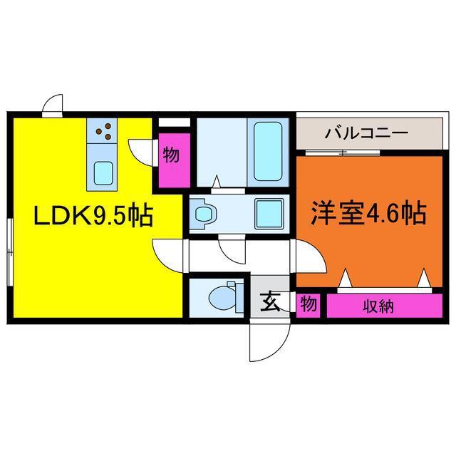ガーデンシティ神道寺(1LDK/2階)の間取り写真