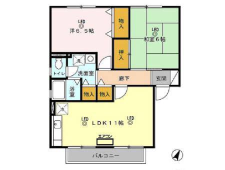 パークアゼリアA/B(2LDK/1階)の間取り写真
