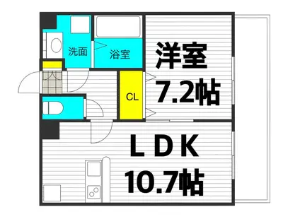アムール植村(1LDK/2階)の間取り写真