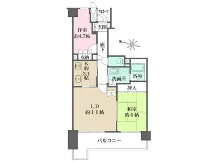 川口パークハウス(2LDK/7階)の間取り写真