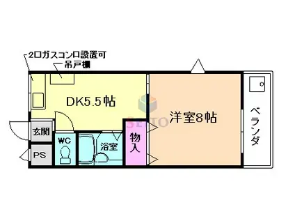 辻マンション(1DK/2階)の間取り写真