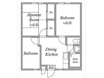 スカイパルII(3DK/3階)の間取り写真