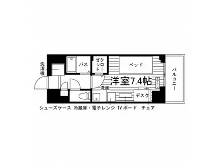 学生会館 ALIVIS千葉ウエスト(ワンルーム/3階)の間取り写真