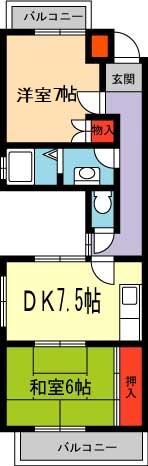 TKステップ(2DK/3階)の間取り写真