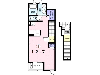 サニーライツI(ワンルーム/2階)の間取り写真