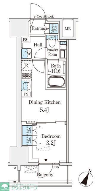 ベルファース神田神保町(1DK/11階)の間取り写真