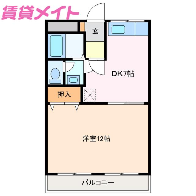 シティハイツパテリッシアIII(1DK/2階)の間取り写真