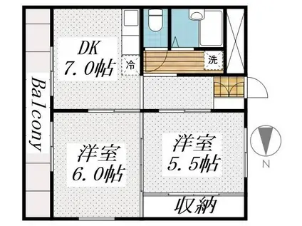 エクセレントひばりが丘B(2DK/1階)の間取り写真