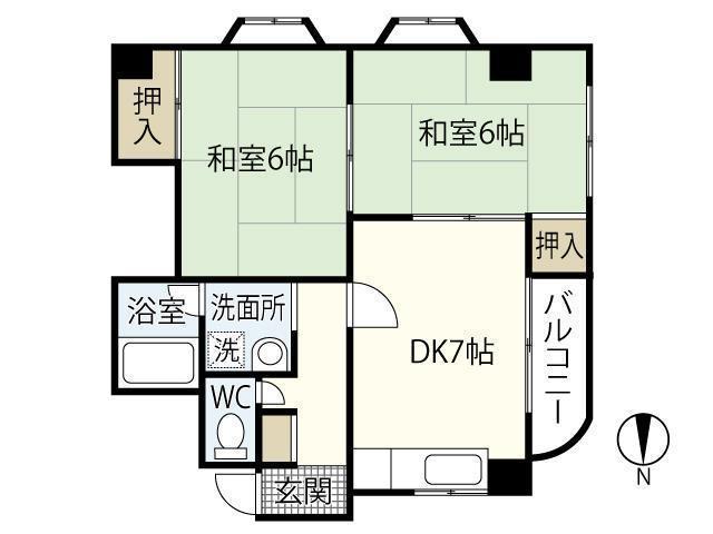 千足 金広ビル(2DK/2階)の間取り写真