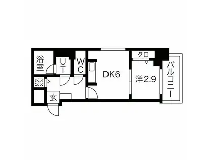 ライフフィールドなにわ本町リュエル(1DK/9階)の間取り写真