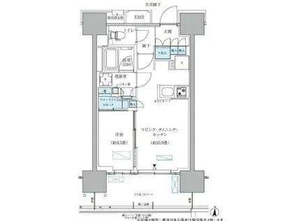 パークアクシス西大島コンフォートスクエア(1LDK/11階)の間取り写真