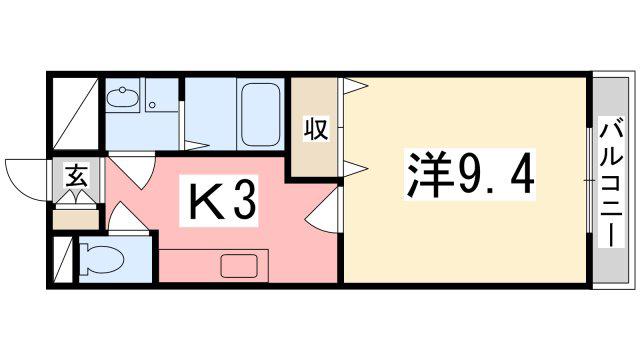 エクセレントON(1K/1階)の間取り写真